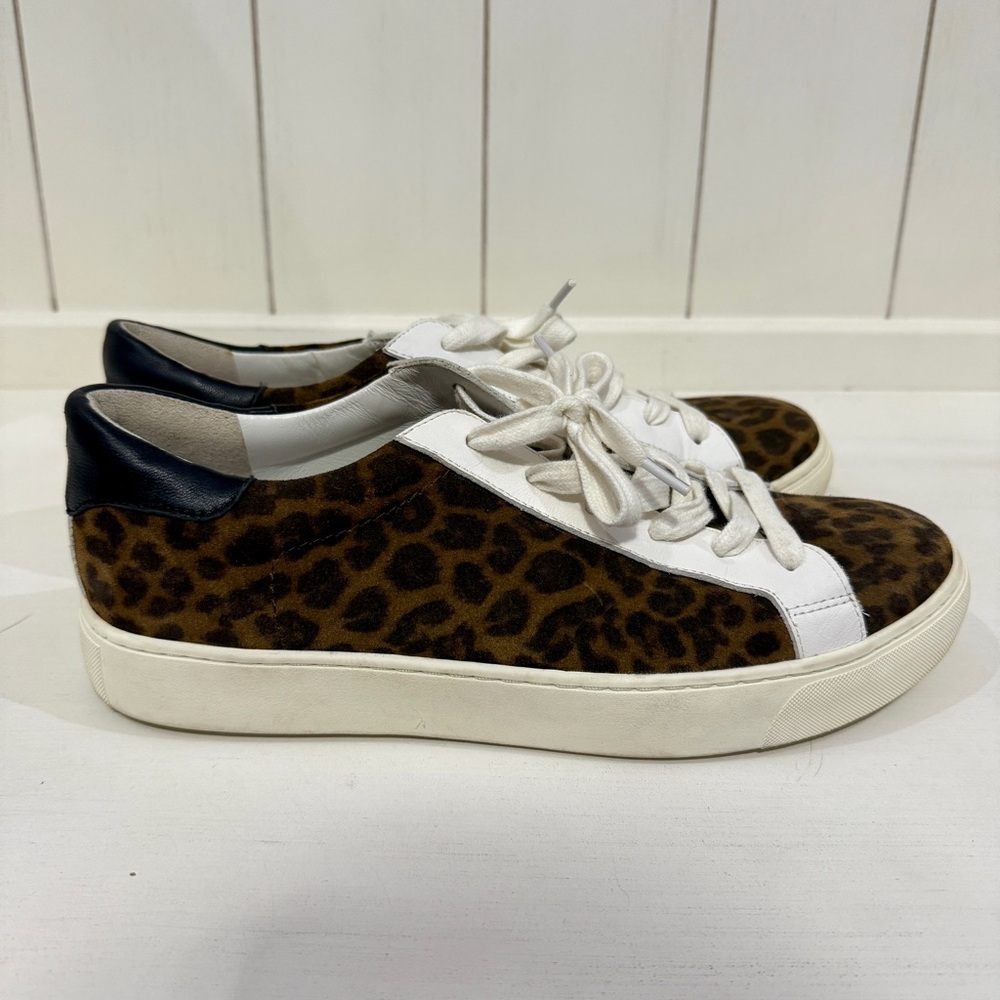 Veronica Beard Brown and White Leopard Print Sneakers
